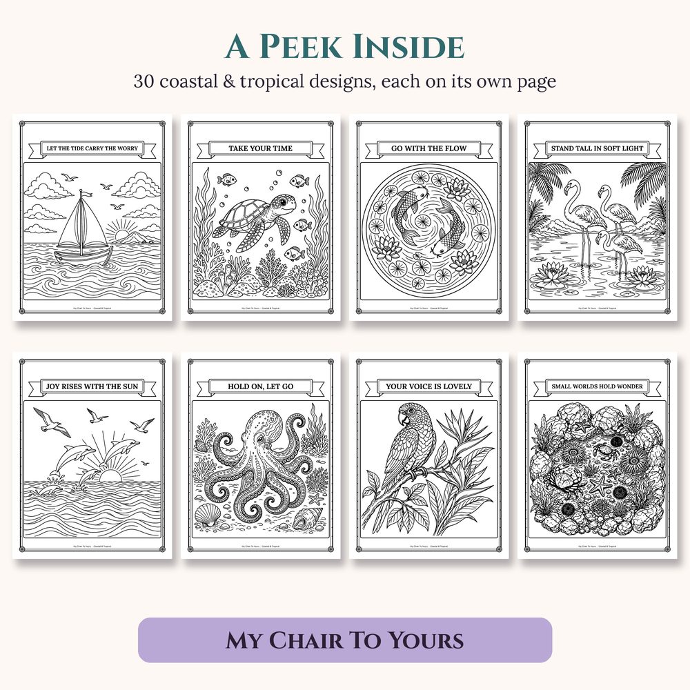 A look inside Coastal & Tropical Coloring Book, page preview 1
