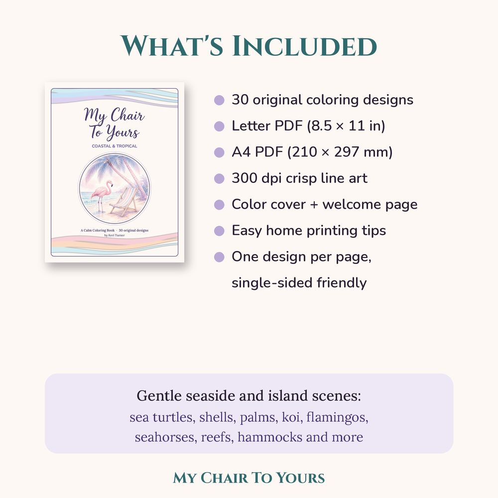 A look inside Coastal & Tropical Coloring Book, page preview 3