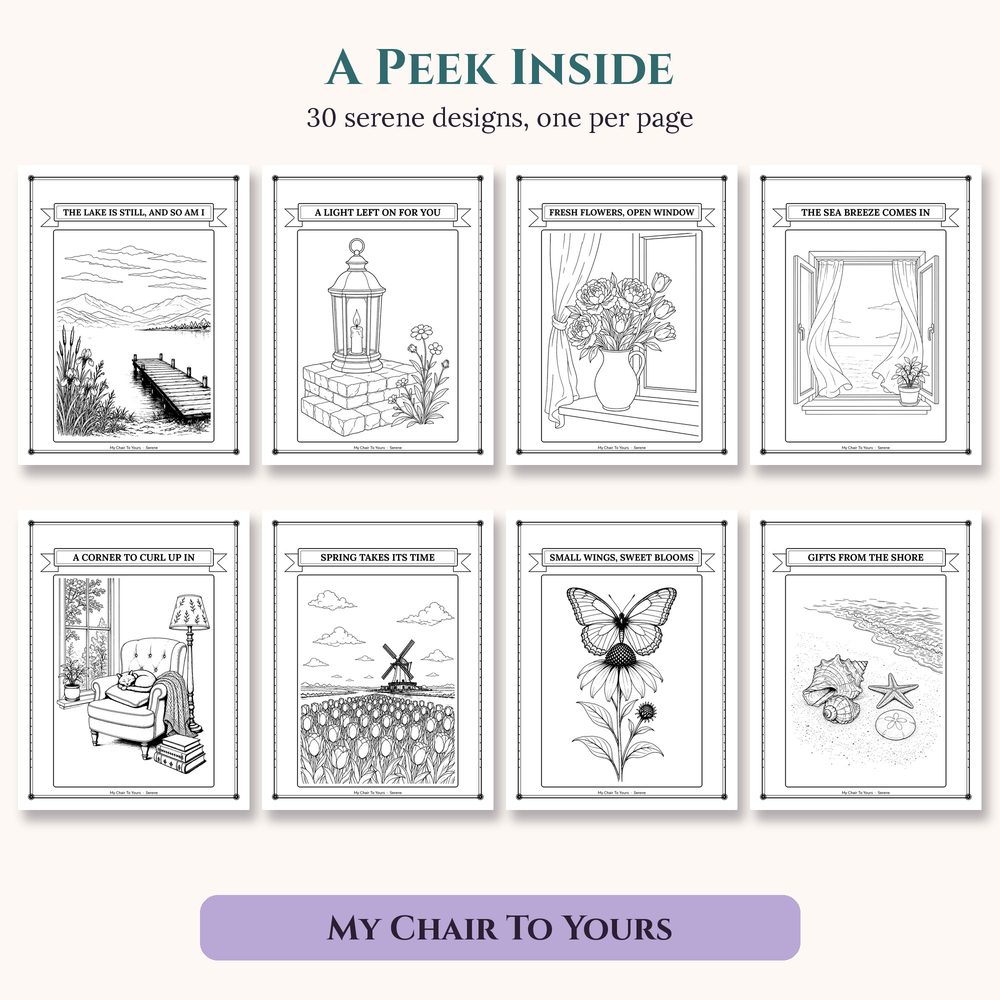 A look inside Serene Coloring Book, page preview 1